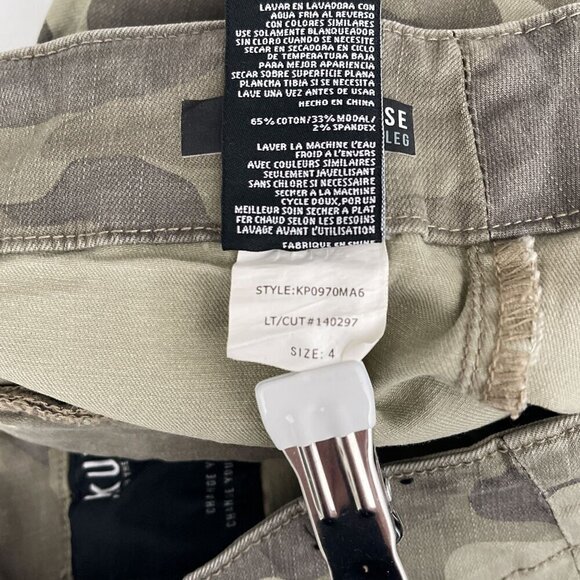 Kut from the Kloth Reese Ankle Straight Leg Pants Camo Print Zipper Hem Women 4 - Picture 11 of 15